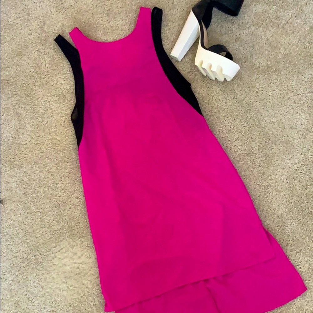 LUSH FUSCIA // BLACK SLIP DRESS